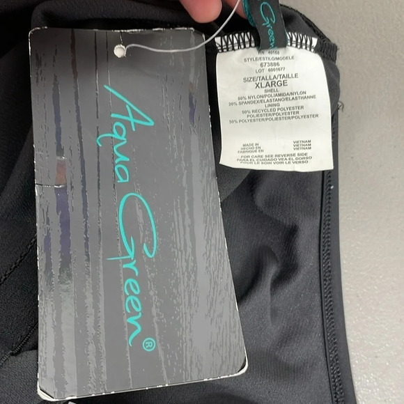 Aqua Green Swimsuit Womens X Large XL Blue Black NWT Geometric Halter One-Piece - Picture 13 of 17